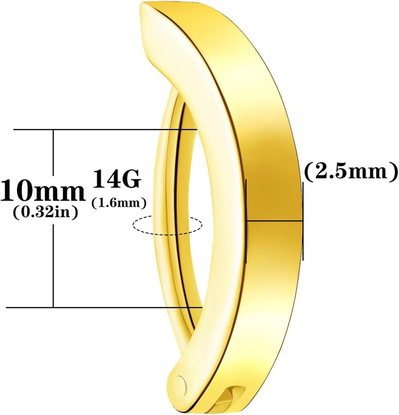 VOJO 14G G23 Titanium Clicker Belly Button Ring,10/12mm Reverse Curved Hoop Navel Barbell Piercing Jewelry - Image 5